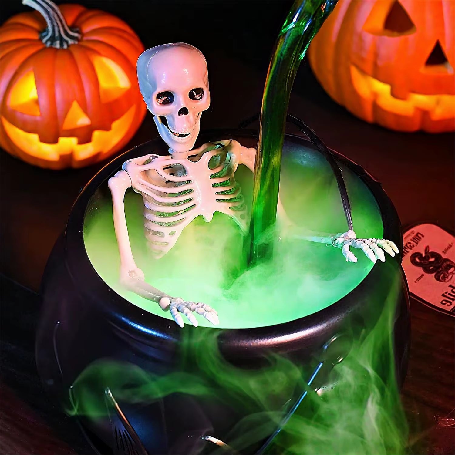 1Pcs Witch Cauldron Decoration with Magic Levitation Potion Bottle and Atomizer Dark Plastic Magic Basin Suitable for Halloween