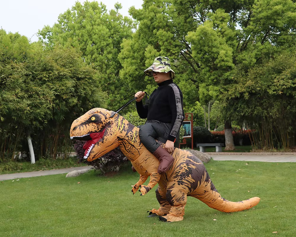 T-REX Monster Inflatable Costume Blow up Cosplay Dinosaur Clothing Carnival Halloween Christma Dress for Man Woman Party Show