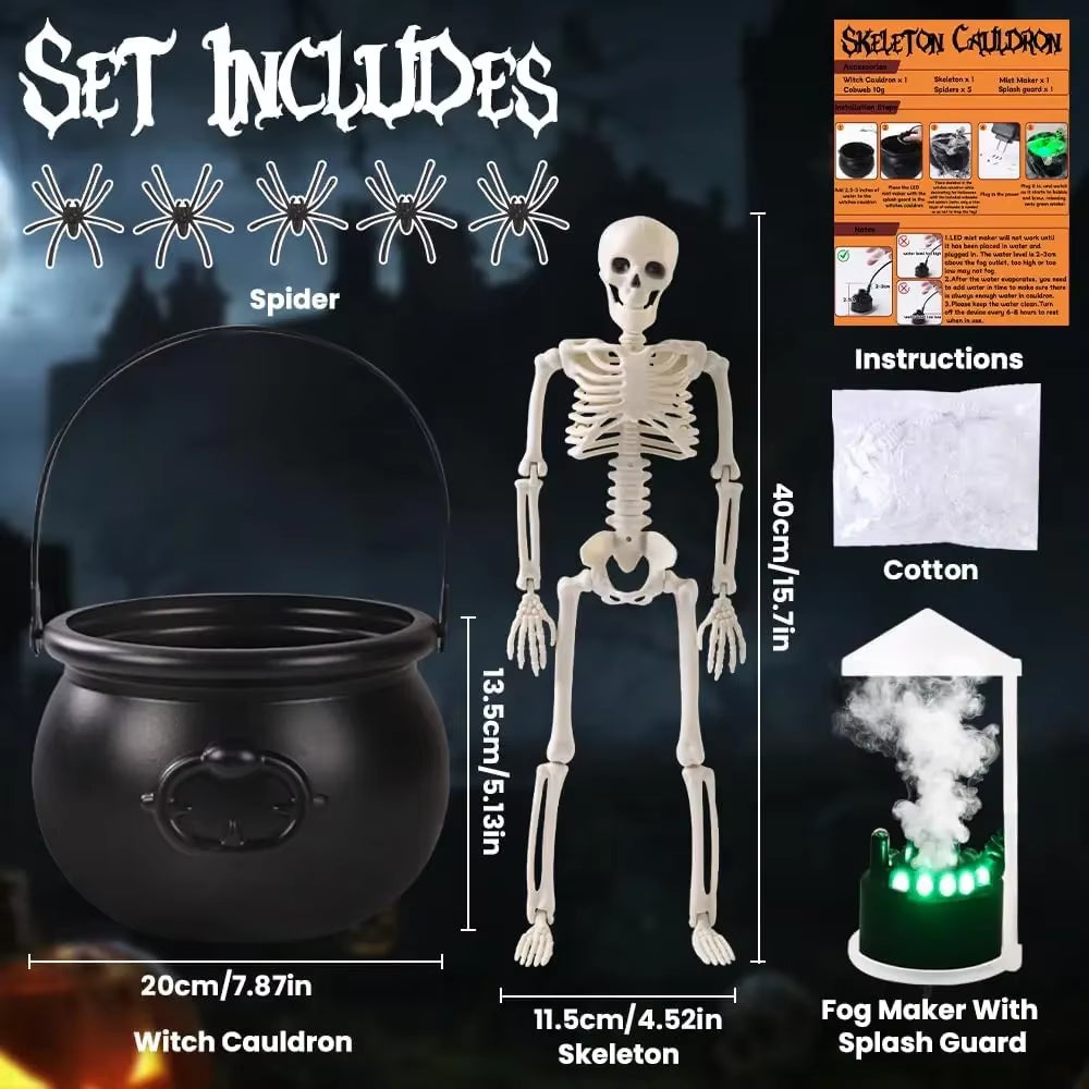 1Pcs Witch Cauldron Decoration with Magic Levitation Potion Bottle and Atomizer Dark Plastic Magic Basin Suitable for Halloween