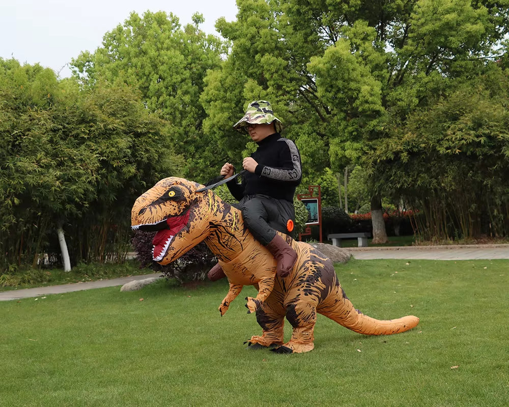 T-REX Monster Inflatable Costume Blow up Cosplay Dinosaur Clothing Carnival Halloween Christma Dress for Man Woman Party Show