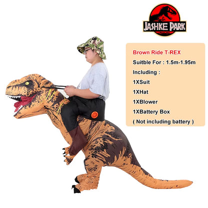 T-REX Monster Inflatable Costume Blow up Cosplay Dinosaur Clothing Carnival Halloween Christma Dress for Man Woman Party Show