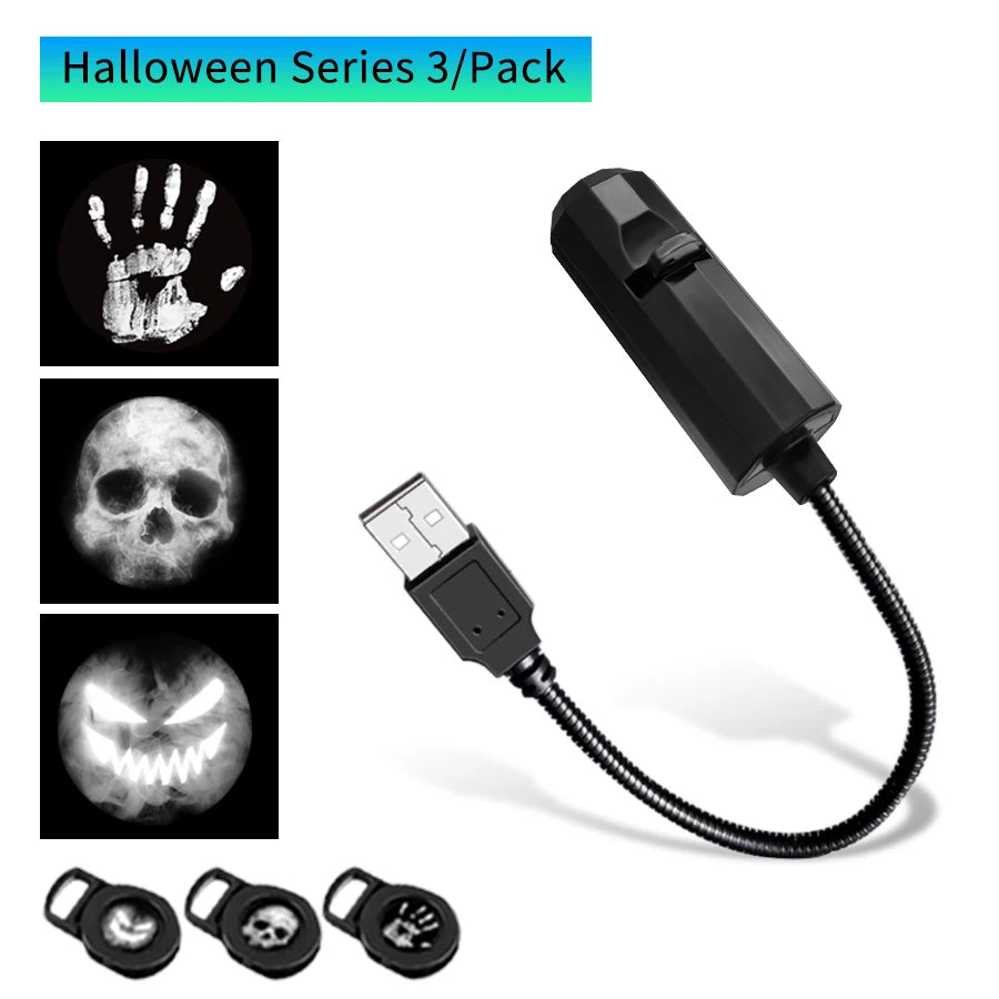 Led Halloween Moon Lamp USB Projector Night Light Christmas Holiday Ornaments for Ceiling Wall Atmosphere Mood Light Adjustable