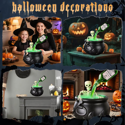 1Pcs Witch Cauldron Decoration with Magic Levitation Potion Bottle and Atomizer Dark Plastic Magic Basin Suitable for Halloween