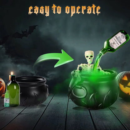1Pcs Witch Cauldron Decoration with Magic Levitation Potion Bottle and Atomizer Dark Plastic Magic Basin Suitable for Halloween