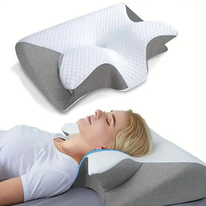 1Pc Memory Foam Cervical Pillow, 2 in 1 Ergonomic Contour Orthopedic Pillow for Neck Pain, Contoured Support Pillows,Neck Pillow
