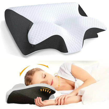 1Pc Memory Foam Cervical Pillow, 2 in 1 Ergonomic Contour Orthopedic Pillow for Neck Pain, Contoured Support Pillows,Neck Pillow